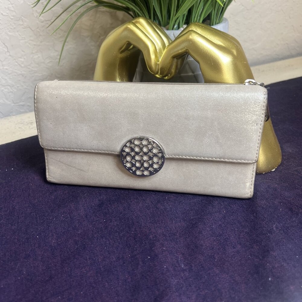 COACH Metallic Pewter Alexandra Long Wallet